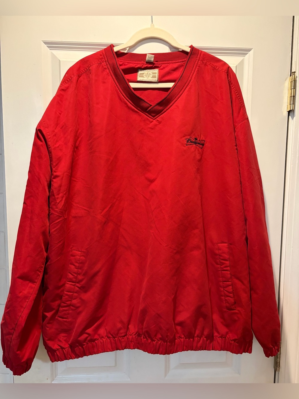 Red size XXL overhead Budweiser lightweight jacket.